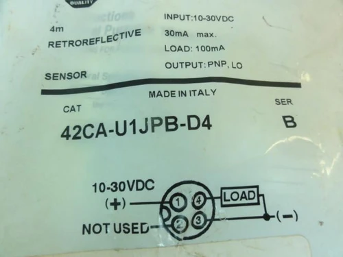Allen-Bradley 42CA-U1JPB-D4; Photo Sensor; 10-30VDC; 30mA Max