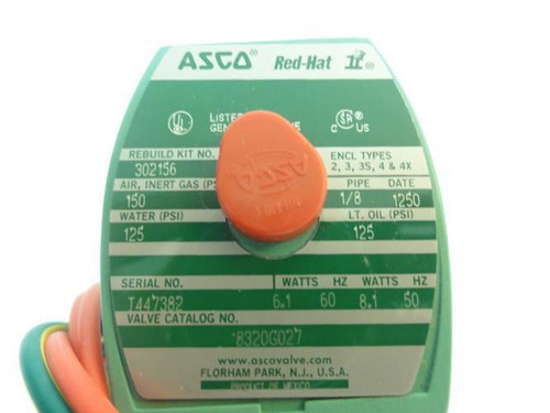 Asco 8320G027; Solenoid Valve; 1/8" NPT; Air: 150PSI