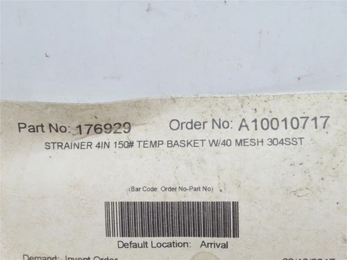 MFG- 176929; Strainer Basket; 4"; SS-304;#40 Mesh
