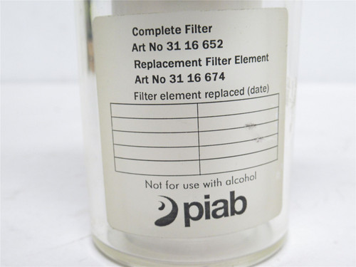 Piab 31 16 652; Vacuum Filter Assembly; G3/4" Port; 150PSI