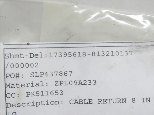 Cryovac PL09A233; Steel Return Cable; Size: 8"