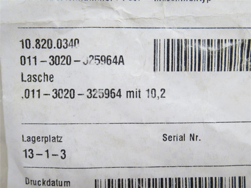 Multivac 10.820.0340; Tin Flap Lug; SS; 10.2mm Pilot Hole ID
