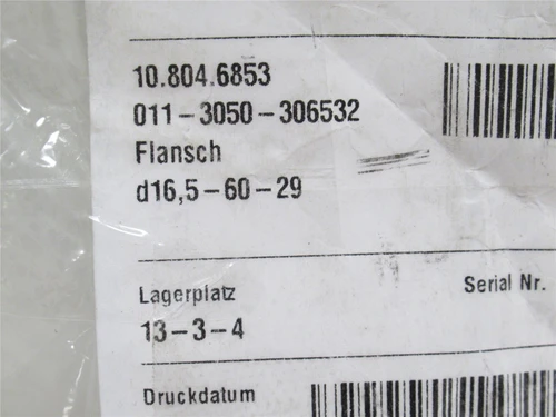 Multivac 10.804.6853; Flange D16.5-60-29; 16-1/2mmID