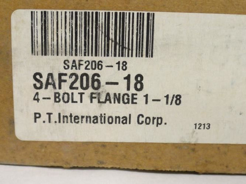 PTI SAF206-18; Flange Bearing; 1-1/8"ID; 4-Bolt Mount
