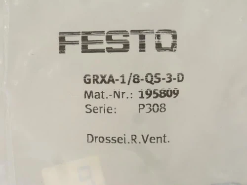 Festo GRXA-1/8-QS-3-D; One Way Flow Control Valve; 1/8"; 195809