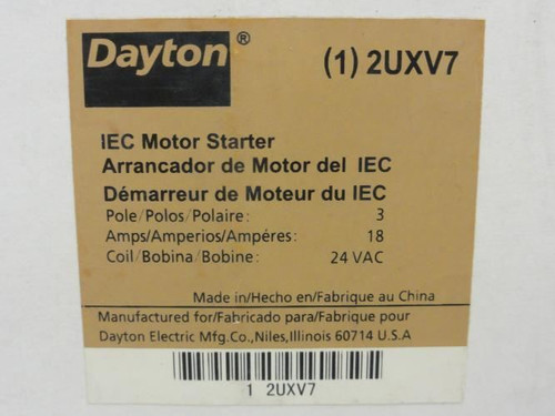 Dayton 2UXV7; Starter; 18A; 3P; 600V Max; Coil: 24V