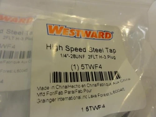 Westward 5TWF4; Lot-3 Spiral Point Tap; 1/4-28; 2 Flute