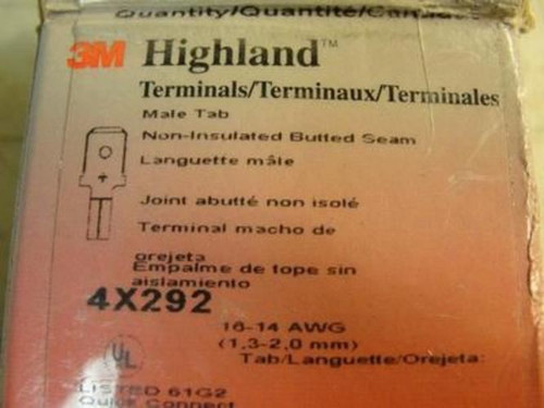 3M 4X292; Box Of 95; Male Disconnect; Wire Range 16 to 14 AWG