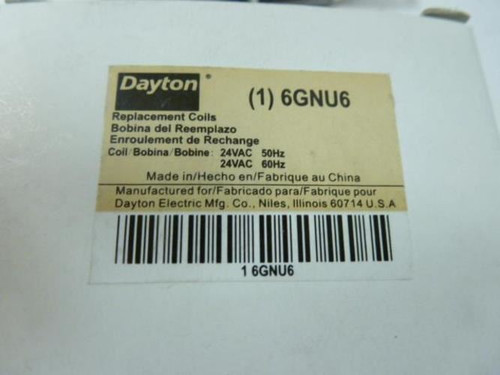 Dayton 6GNU6; Replacement Coil 24VAC; DP