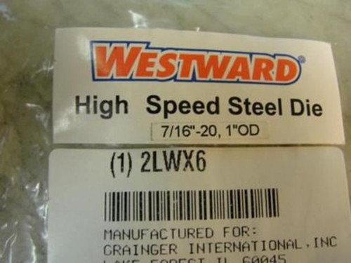 Westward 2LWX6; Round Solid Die; 7/16"-20; Right Hand