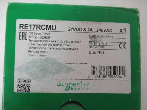 Schneider RE17CMU; Timer Off Delay 24VDC 240VAC