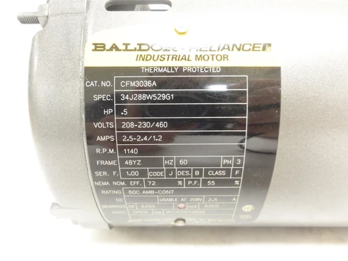 Baldor CFM3036A; Fan Motor 1/2HP; 208-230/460VAC 1140RPM