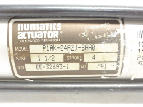 Numatics P1AK-04A2J-BAAO; Air Cylinder; 1-1/2"ID x 4" Stroke