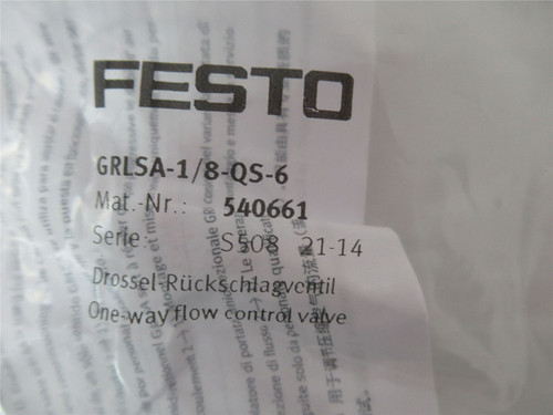 Festo GRLSA-1/8-QS-6; Flow Control MaleThread G1/8 PN540661