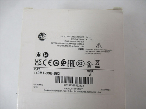 Allen-Bradley 140MT-D9E-B63; Manual Starter 406.3Amp