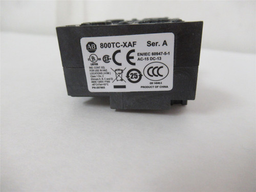Allen-Bradley 800TC-XAF; Contact Block 1 NO 1 NC 10 AMP 600V