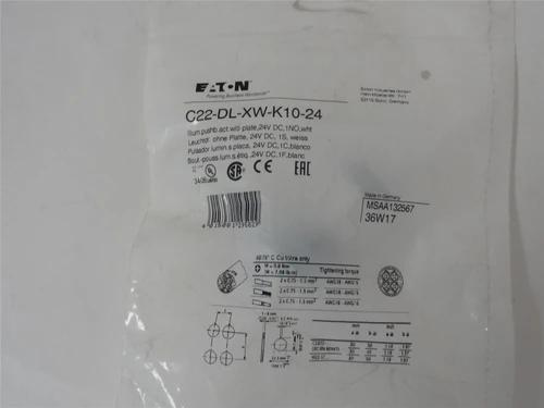 Eaton C22S-DRL-XG-K10-24; Compact Pushbutton-Illuminated
