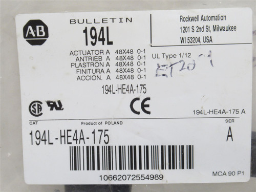 Allen-Bradley 194L-HE4A-175; Actuator Legend Plate