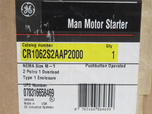 GE CR1062S2AAP2000; Manual Starter 115/240VAC; 2P; 2HP