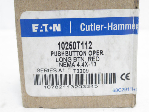 Eaton 10250T112; Switch Actuator; Long Button;  Red; 30mm