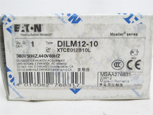 Eaton XTCE012B10L; Contactor 3P; 12A; 600VAC; Coil: 440VAC