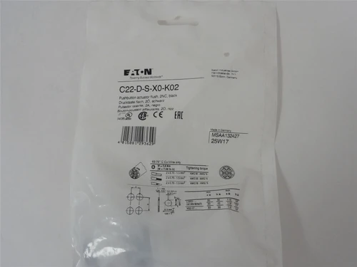 Eaton C22-D-S-X0-K02; Pushbutton-Non Illuminating;Bzl Blk;1NC