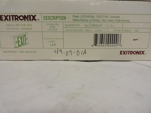 Exitronix CLI-EXXVEXUBPWBWH; LED Exit Sign;120/277VAC