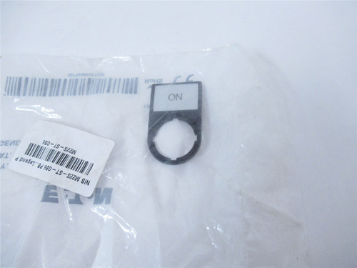 Eaton M22S-ST-GB6; Legend Plate - "ON" Etched; 22.5mm; Black