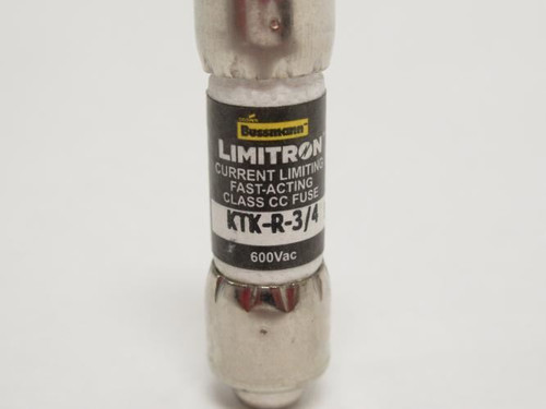 Bussmann KTK-R-3/4; Fast Acting Fuse; 3/4A; 600VAC; Class CC