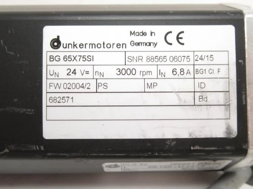 Dunkermoton BG65X75SI; Gear Motor; 24V; 3000RPM; 6.8A