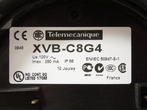 Telemecanique XVB-C8G4; Red Strobe Unit; 120V; 290mA; Red