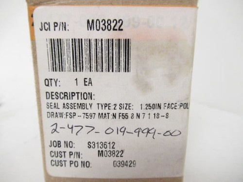 John Crane M03822; Pump Shaft Seal Kit 1.25"ID