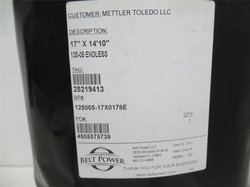 Belt Power 125005-17X0178E; Endless Belt; 17" Wide; 14' 10" L