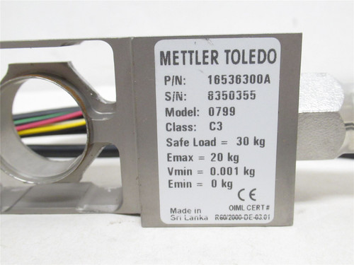 Mettler-Toledo 16536300A; Load Cell 0799; 20KG Safe Load:30kg
