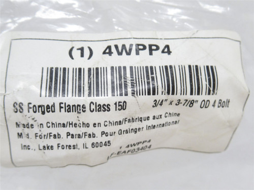 Industry-Std 4WPP4; Lap Joint Flange; 3/4" x 3-7/8"OD; 4-Bolt