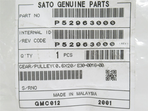 Sato P52963000; Gear Pulley; 1/4"ID; 1-1/2" x 1-21/32" OD