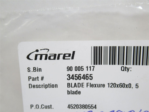 Marel 3456465; Lot-3; SS Blade Fixtures; 120mm x 60mm x 0.5mm