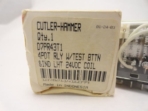 Cutler-Hammer D7PR43T1; Relay 4PDT Coil: 24VDC