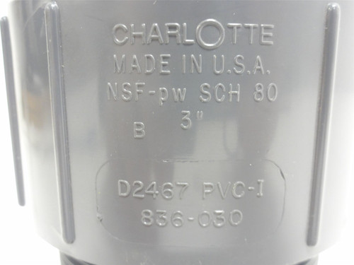 Charlotte 836-030; PVC Adapter; 3" Socket x 3NPT; Sch: 80