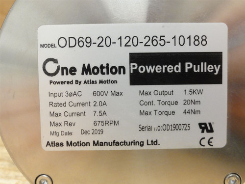Atlas OD69-20-120-265-10188; Drum Motor Belt Width: 10"
