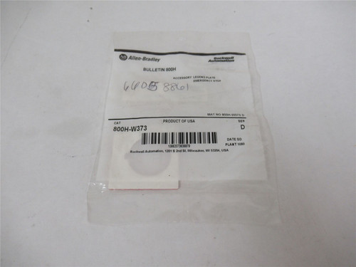 Allen-Bradley 800H-W373; Switch  Plate Emergency Stop 30 mm