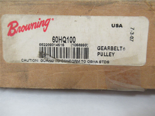 Browning 60HQ100; Timing Pulley 0.5"Pitch 60Tooth 9.495"OD