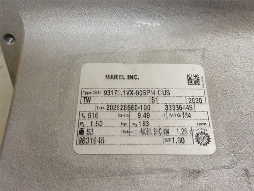 Marel 93172.1VX-90SP/4 CUS; AC Gear Motor; 9.5:1 Ratio; 1.5HP
