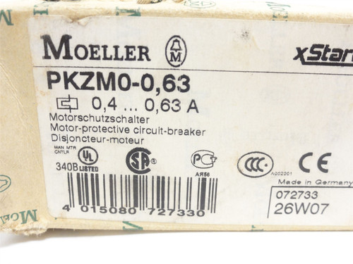 Moeller PKZM0-0.63; Manual Motor Starter 0.40-0.63A; 3P; 600V