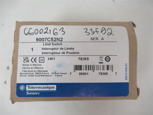 Telemecanique 9007C52N2; Limit Switch 10A NO/NC 600V