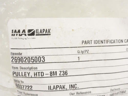 ILAPAK 2690205003; HTD Pulley 8M-Z36; 5/8"ID; 36 Tooth