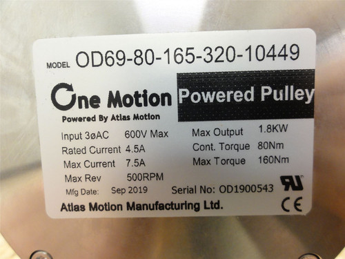 Atlas OD69-80-165-320-10449; Drum Motor; Belt Width: 12-5/8