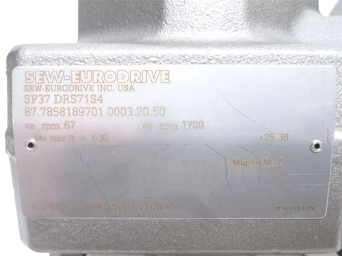 SEW SF37DRS71S4 ; AC Gearmotor 25.38:1 Ratio; 1/3HP; 230/460V