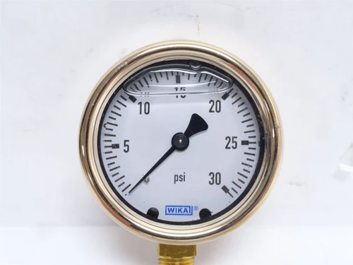 Wika 9310681; Liquid Filled Brass Pressure Gauge; 0-30PSI