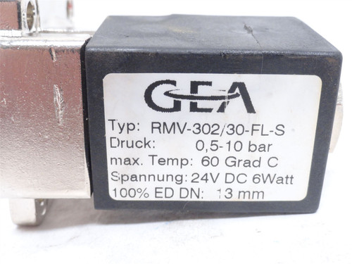GEA RMV-302/30-FL-S; Control Solenoid Valve; 0.5-10BAR; 24VDC